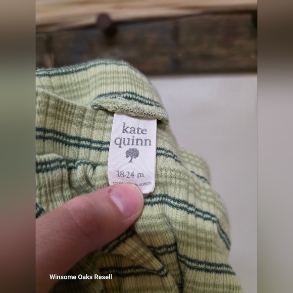 Kate Quinn Green Striped High Waist Pants - Picture 4 of 4